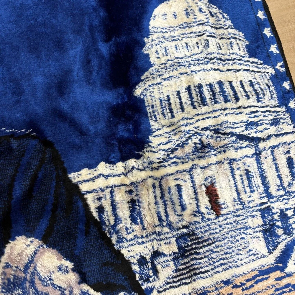 Vintage 1960's John F. Kennedy Tapestry Wall Rug Presidential Art - 37 x 19 inch